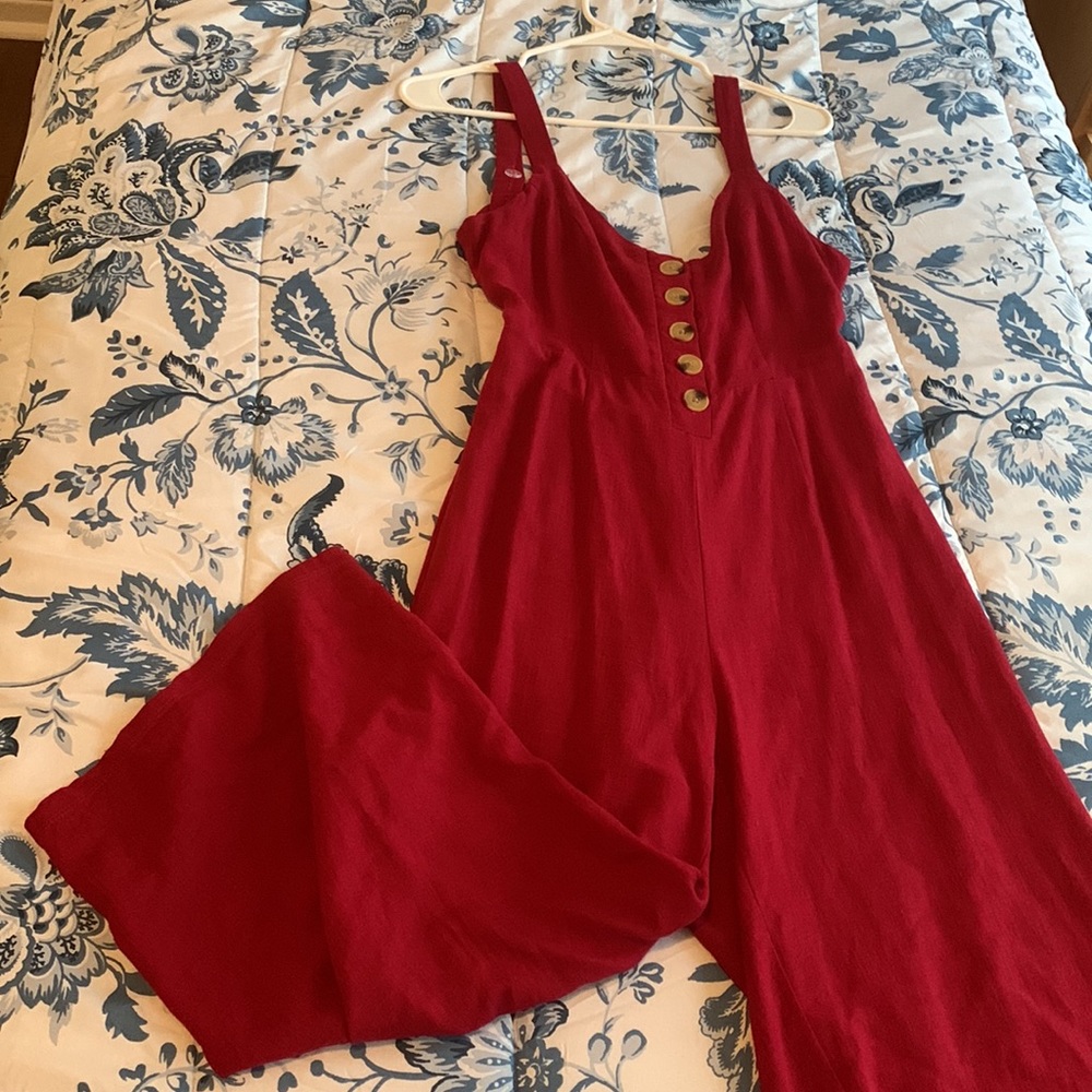 Kendall & Kylie red linen jumpsuit